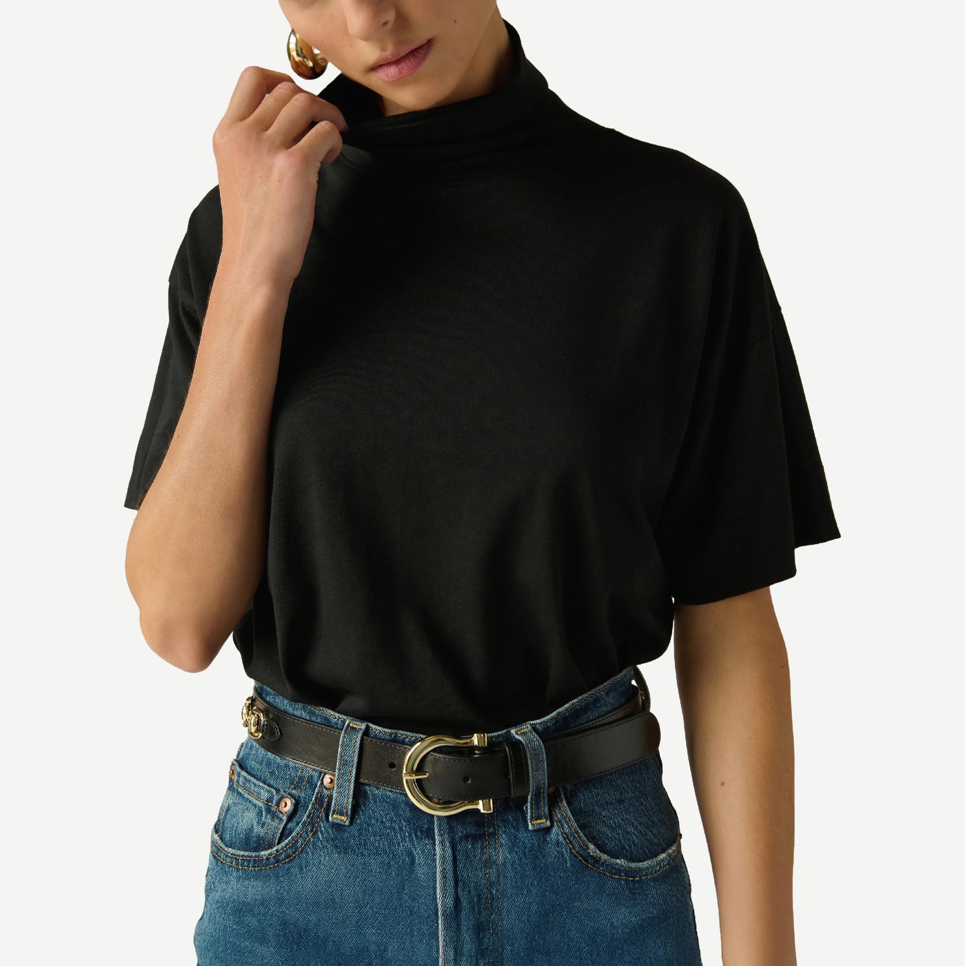 Fable Turtleneck Tee - Jet Black - Galvanic.co