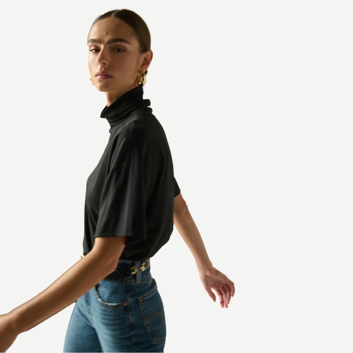 Fable Turtleneck Tee - Jet Black - Galvanic.co