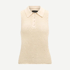 Georgia Sleeveless Polo - Beige - Galvanic.co