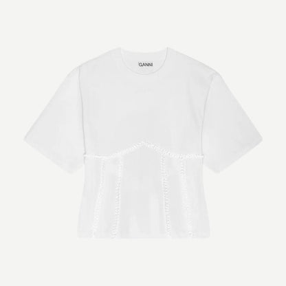 Heavy Cotton Tie Back Waisted T-Shirt - Bright White - Galvanic.co