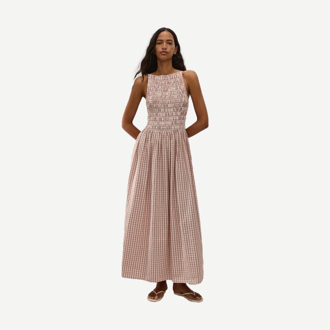 Laia Maxi Dress Paloma Check - Cinnamon White