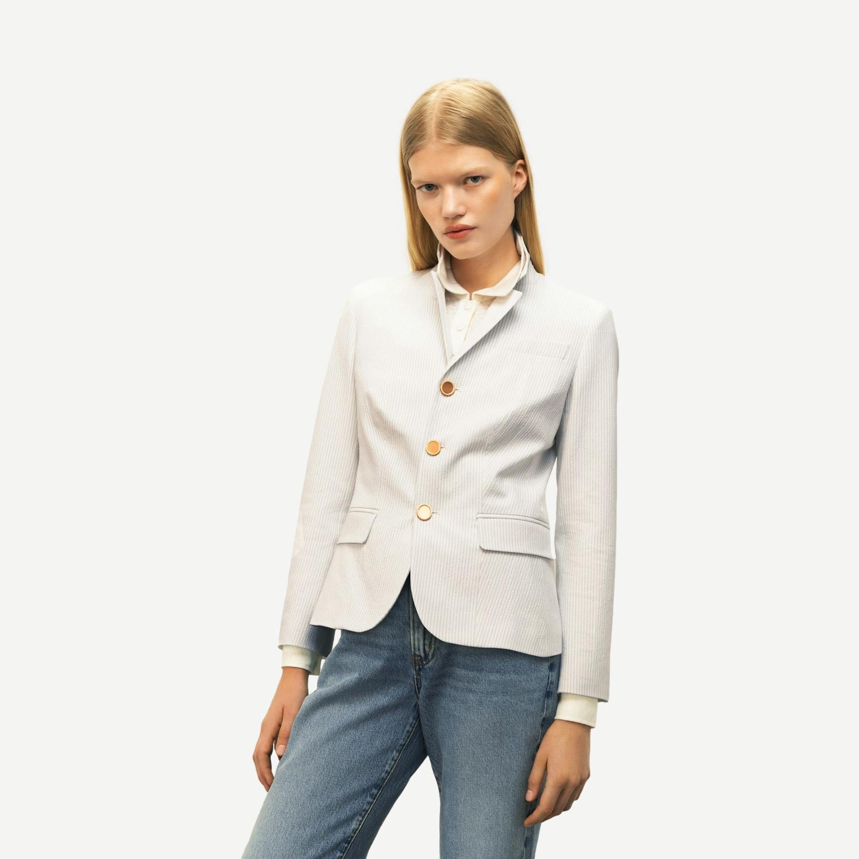 The Seersucker Jacket - Light Chambray Multi - Galvanic.co