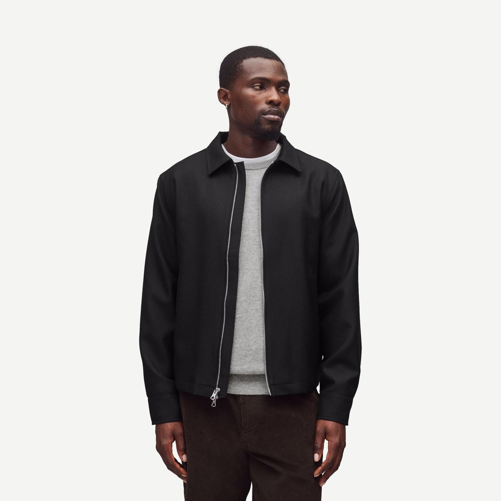 Wool Twill Venue Shirt - Black - Galvanic.co