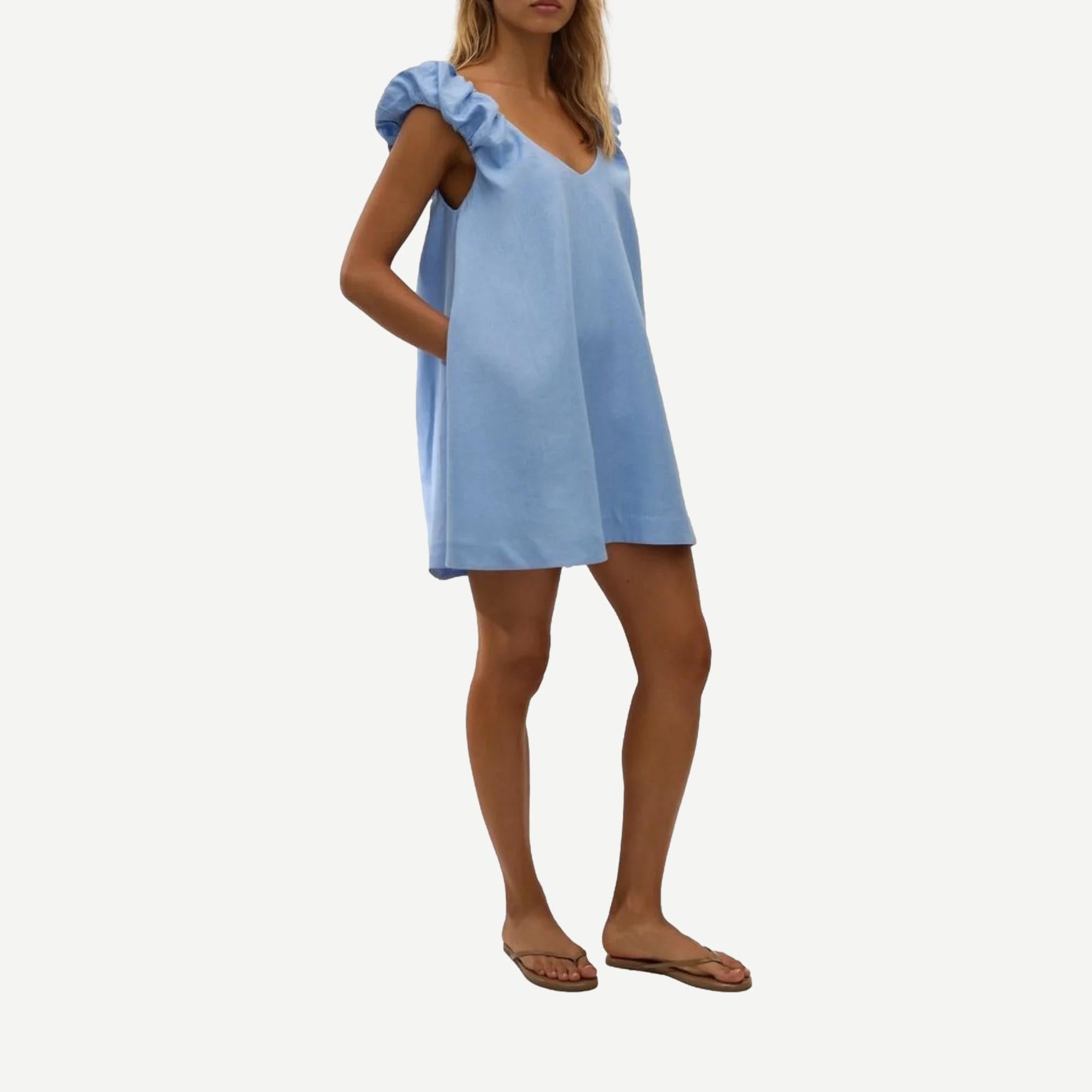 Nina Mini Dress - Sky Blue - Galvanic.co