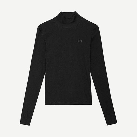 Soft Cotton Rib Long Sleeve T-Shirt - Black - Galvanic.co