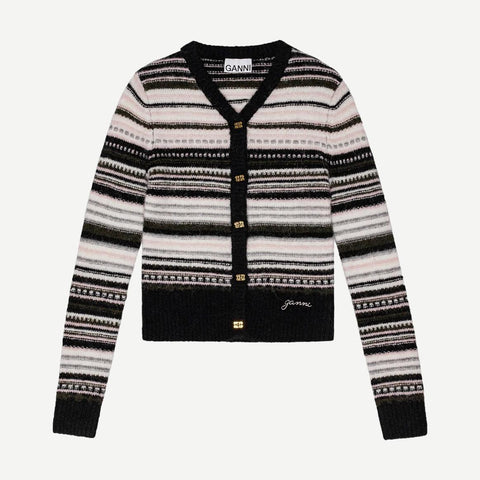 Soft Wool Stripe Cardigan - Black - Galvanic.co