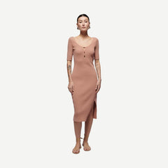 Haidee Heavy Rib Dress - Mocha Mousse - Galvanic.co