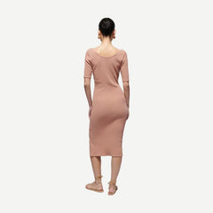 Haidee Heavy Rib Dress - Mocha Mousse - Galvanic.co