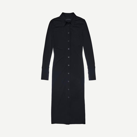 Midi Shirt Dress - Black - Galvanic.co