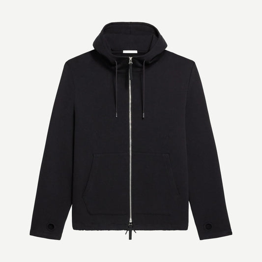 Cotton Fleece Zip Up Hoodie - Black - Galvanic.co