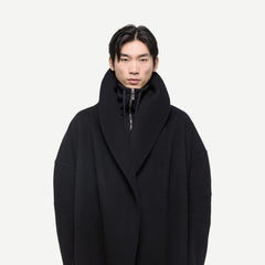 Double-Faced Apex Cocoon Coat - Black - Galvanic.co