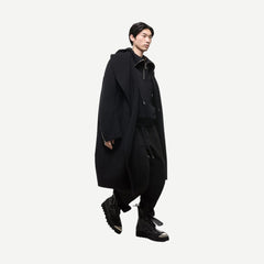 Double-Faced Apex Cocoon Coat - Black - Galvanic.co