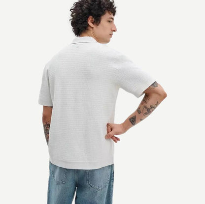 Harvey Contrast-Trim Knit Camp Shirt - Chalk