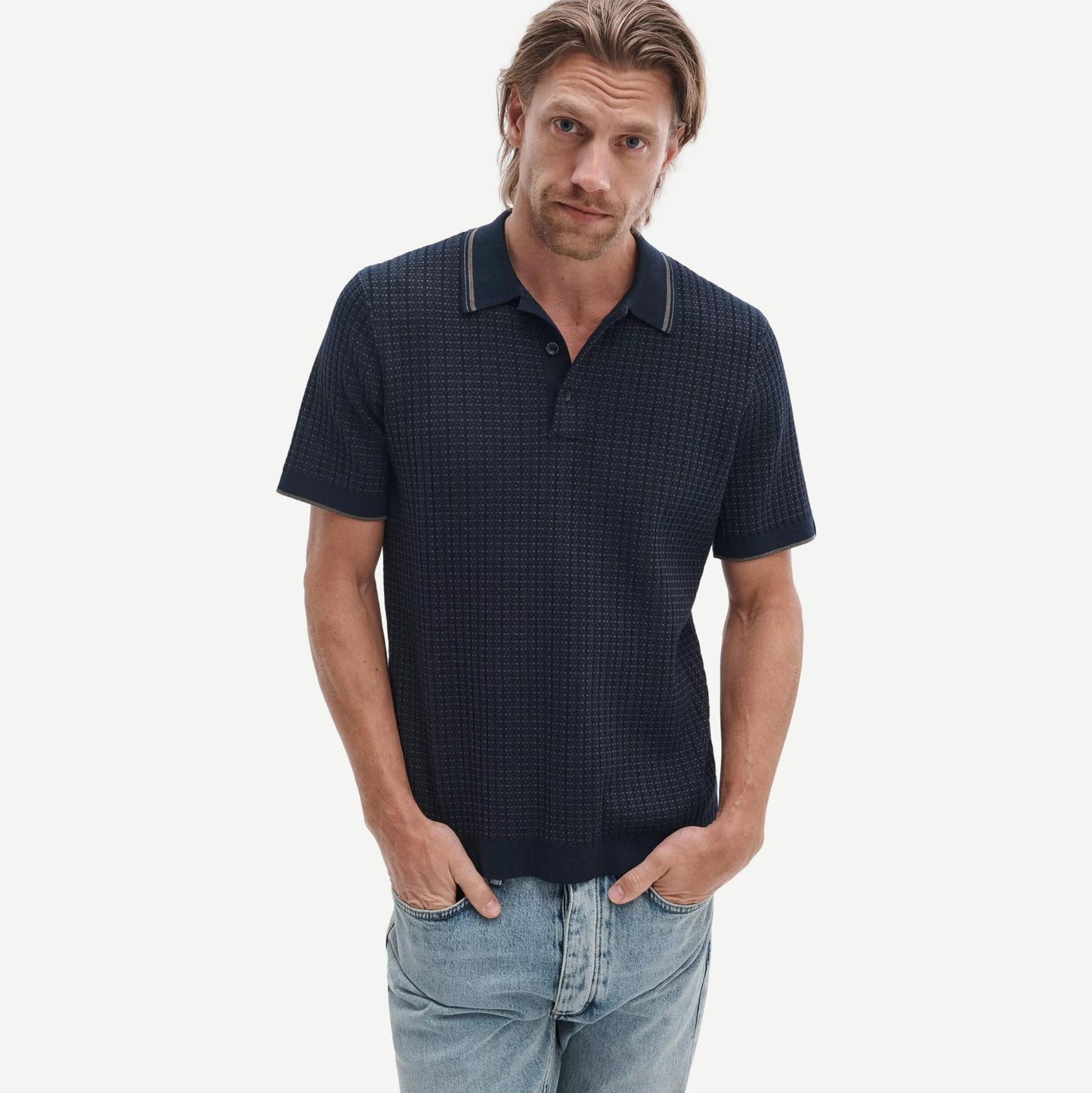 Harvey Rib Polo - Navy Multi - Galvanic.co