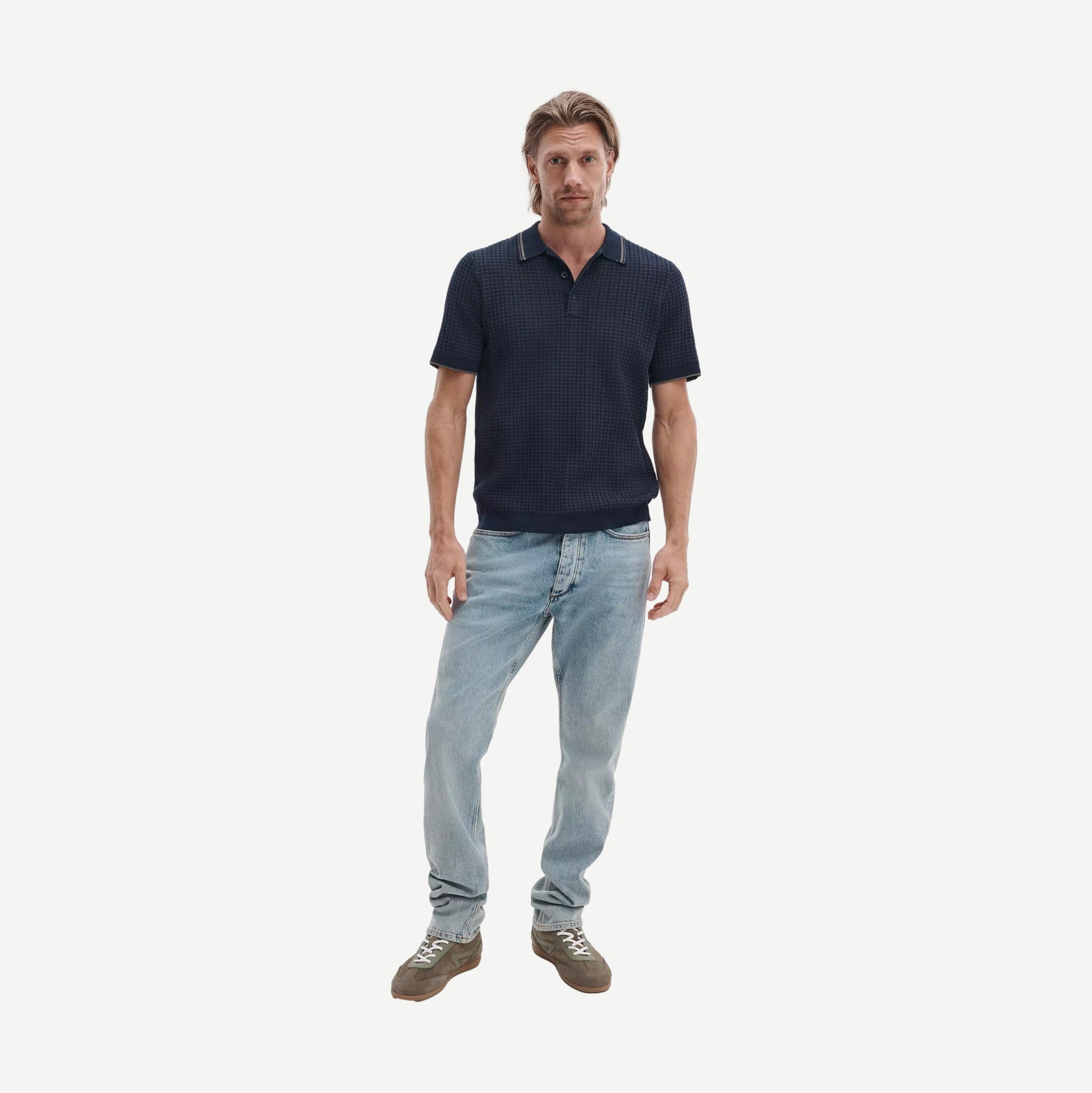 Harvey Rib Polo - Navy Multi - Galvanic.co