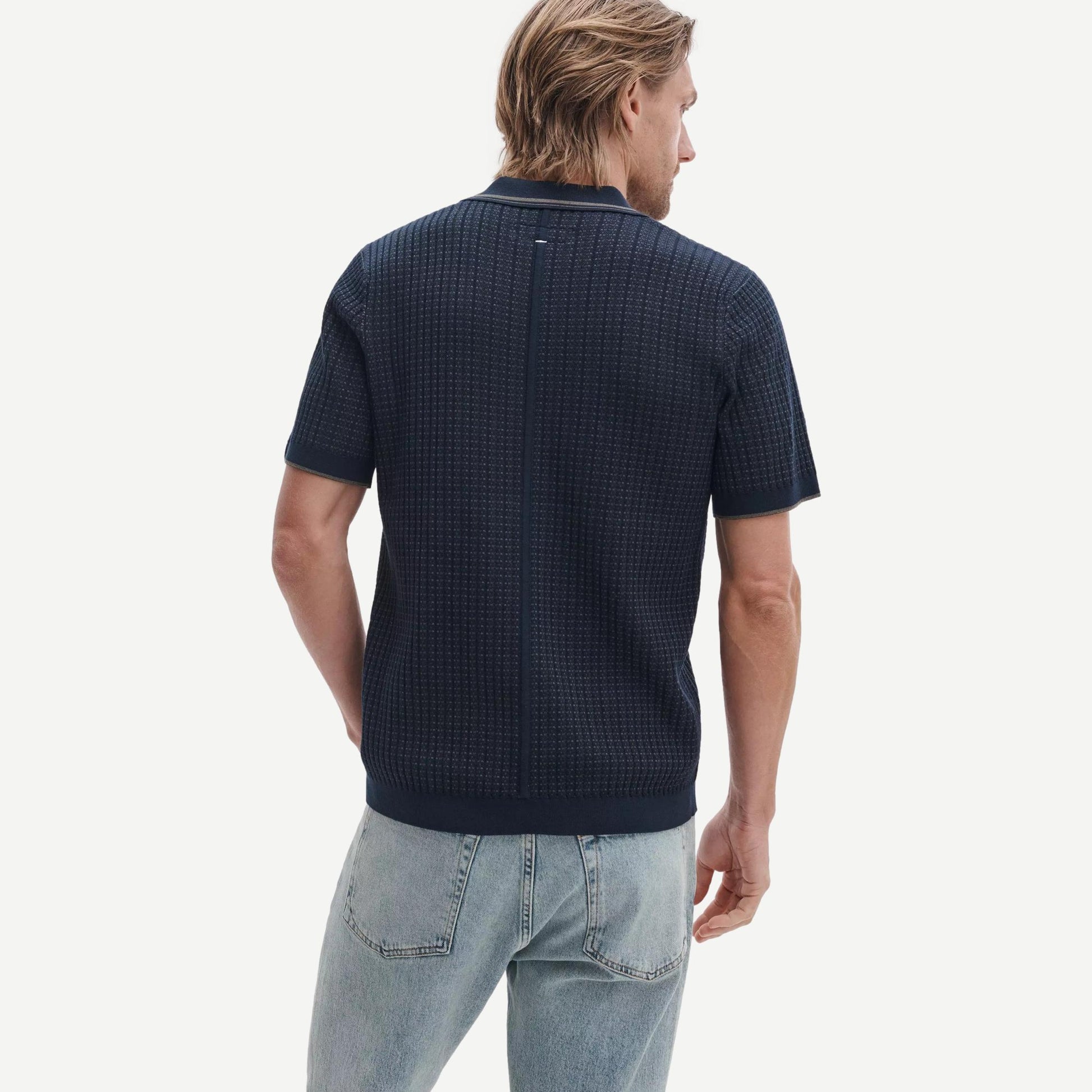 Harvey Rib Polo - Navy Multi - Galvanic.co