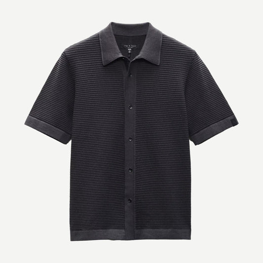 Harvey Jacquard Stripe Shirt - Washed Black
