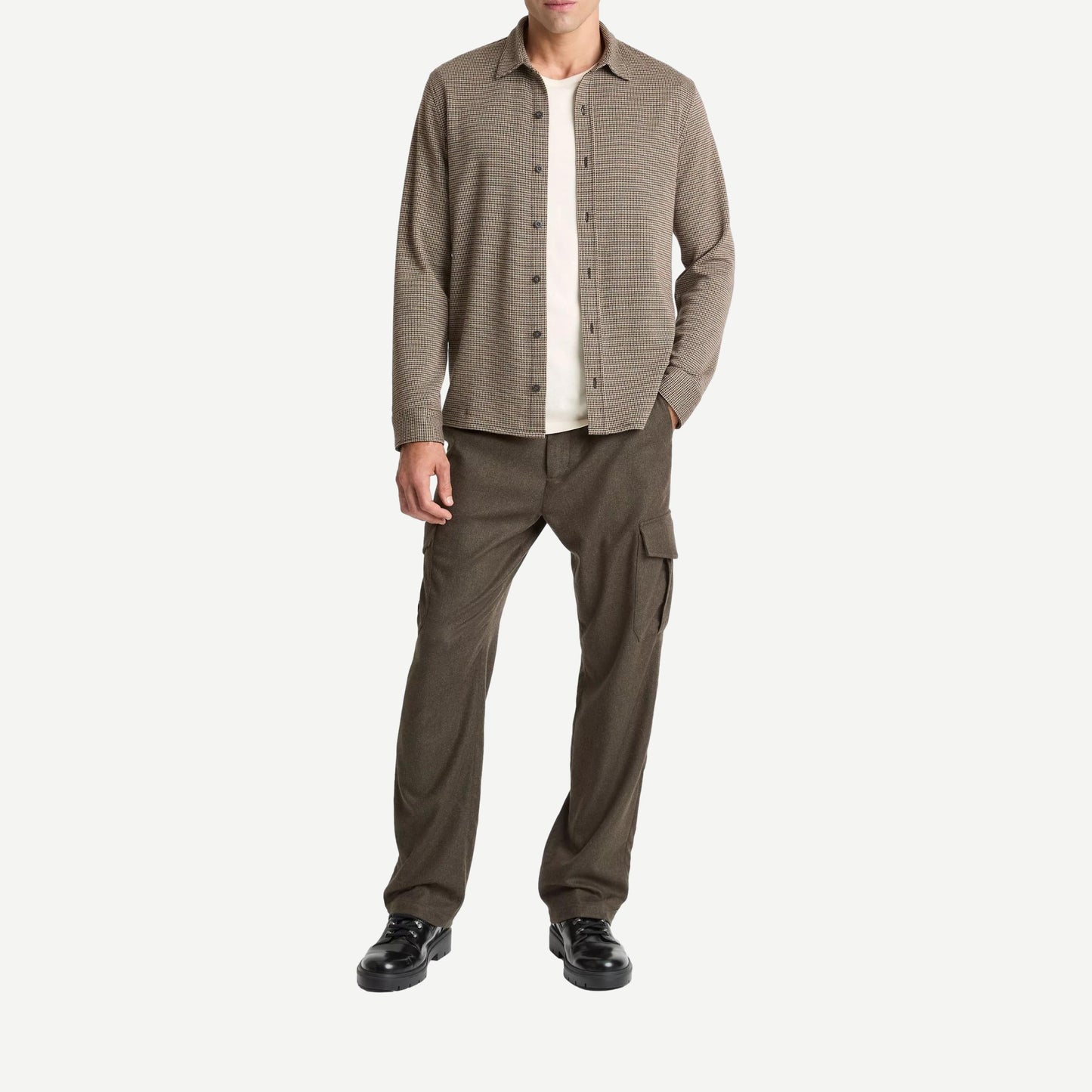 Houndstooth L/S Button Up - Dark Roast - Galvanic.co