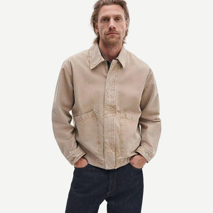 Rag and Bone Canvas Hudson Jacket in antique taupe, showcasing a stylish, lightweight jacket with a classic design and textured fabric.