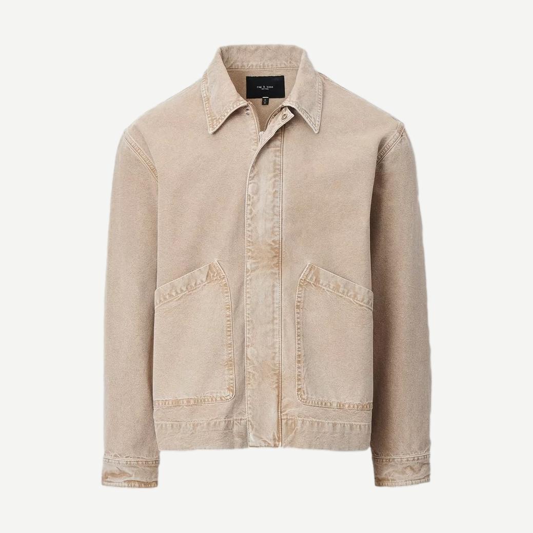 Rag and Bone Canvas Hudson Jacket in antique taupe, stylish men's jacket with a rugged look and durable fabric.