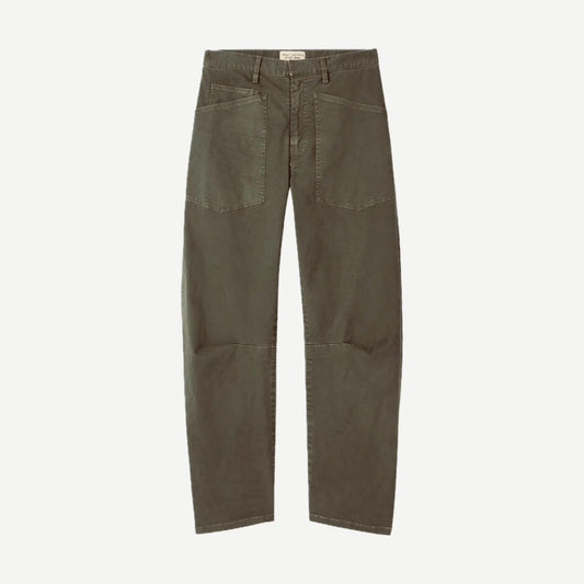 Nili Lotan Shon Pant in Vintage Washed Thyme, stylish pants with a relaxed fit and washed green color, displayed on a model.