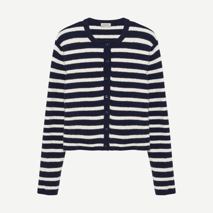 Hartland Knit Crewneck Cardigan - Midnight Stripe - Galvanic.co