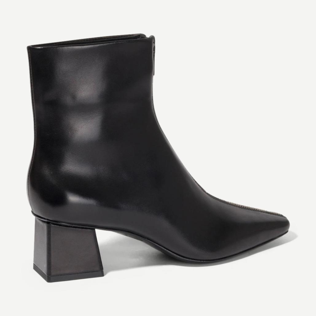 Rider Leather Zip Front Boot - Black