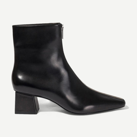 Rider Leather Zip Front Boot - Black