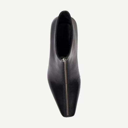Rider Leather Zip Front Boot - Black