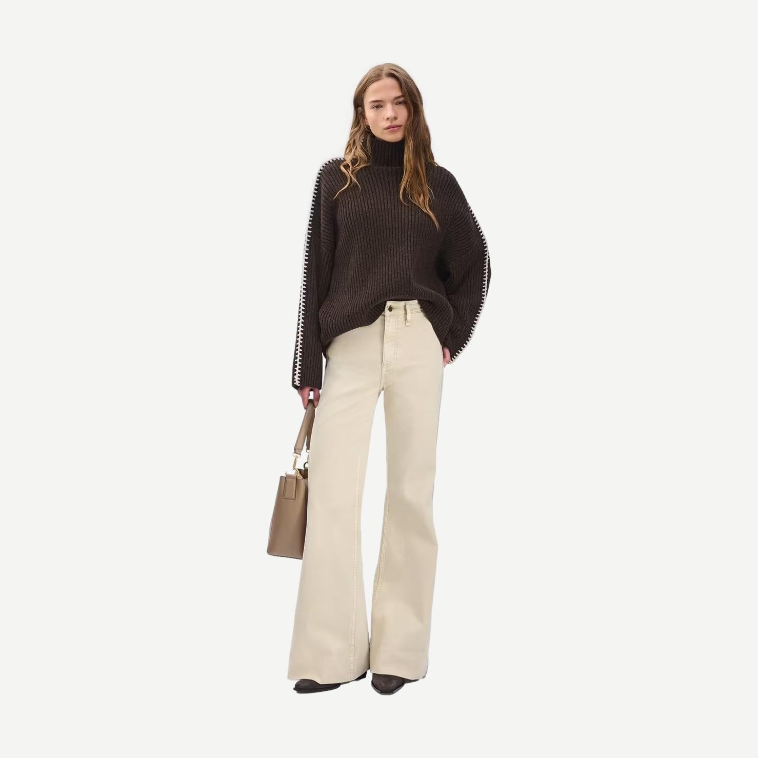 Ingrid T-Neck - Brown - Galvanic.co
