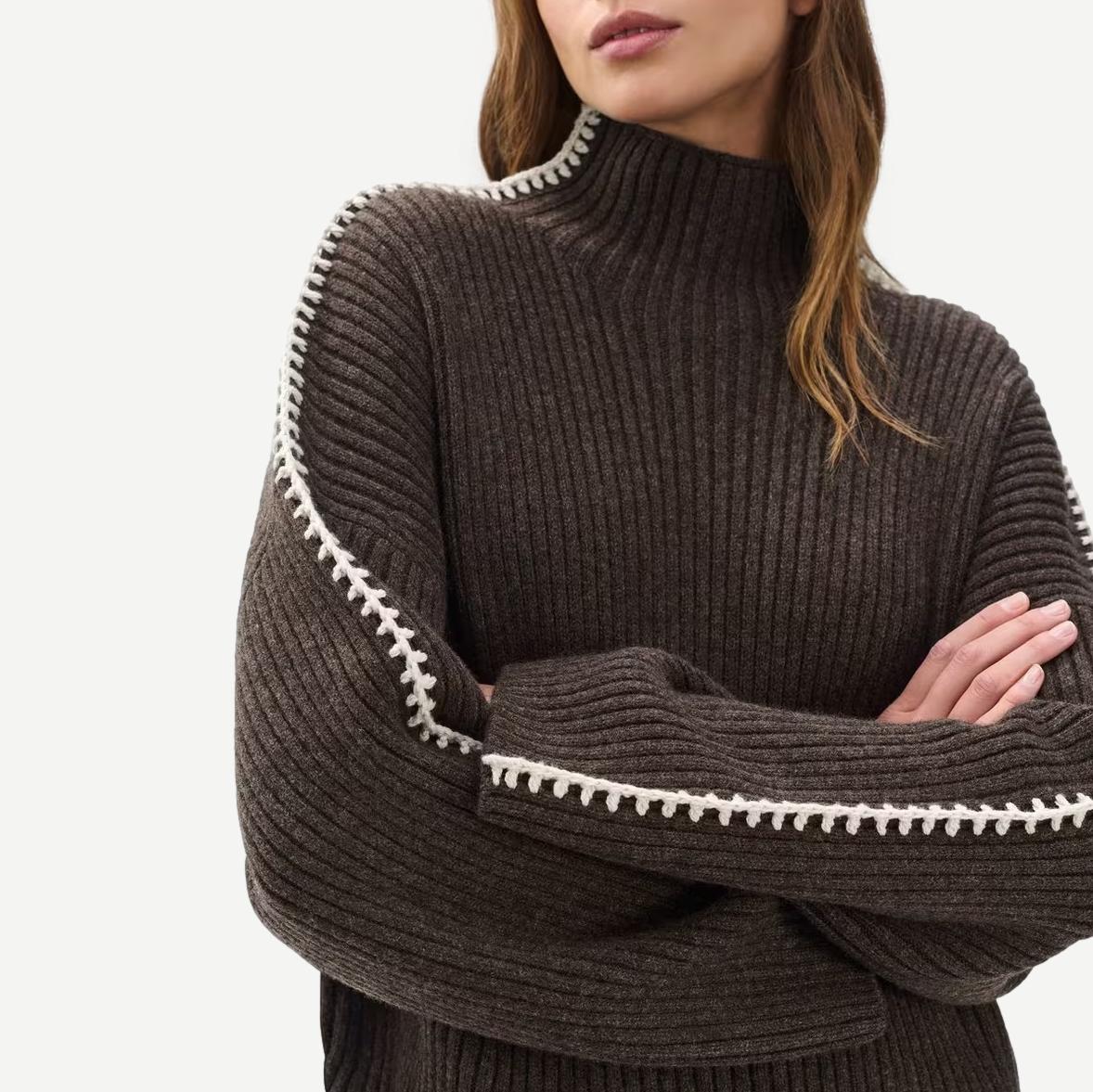 Ingrid T-Neck - Brown - Galvanic.co