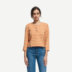 Janney Stripe Henley - Caramel Prato Stripe - Galvanic.co