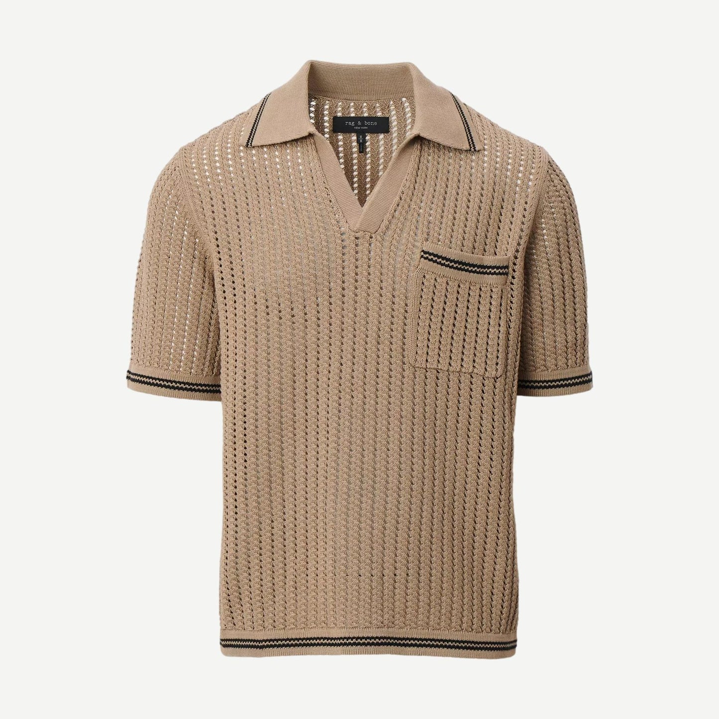 Johnny Collar Crochet Polo Shirt - Wolf Grey - Galvanic.co