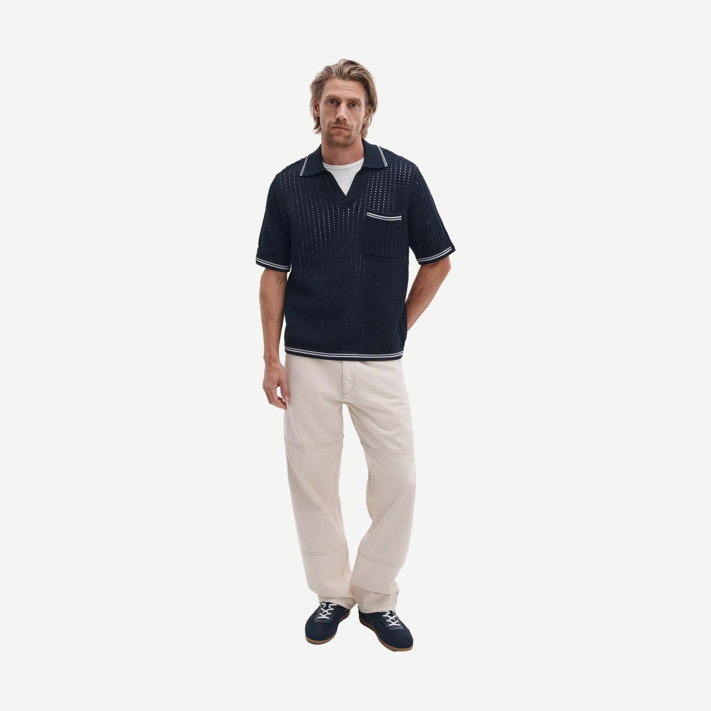 Johnny Collar Crochet Polo Shirt - Salute - Galvanic.co