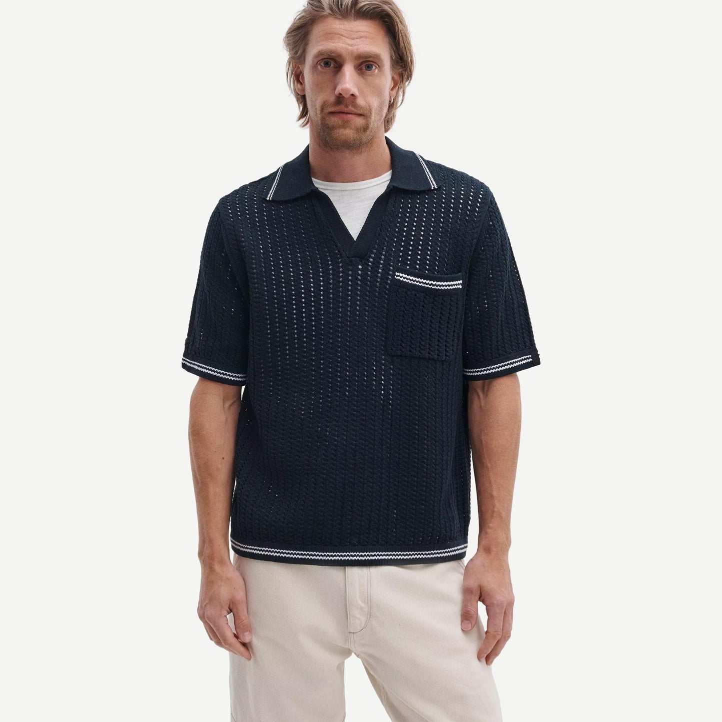 Johnny Collar Crochet Polo Shirt - Salute - Galvanic.co