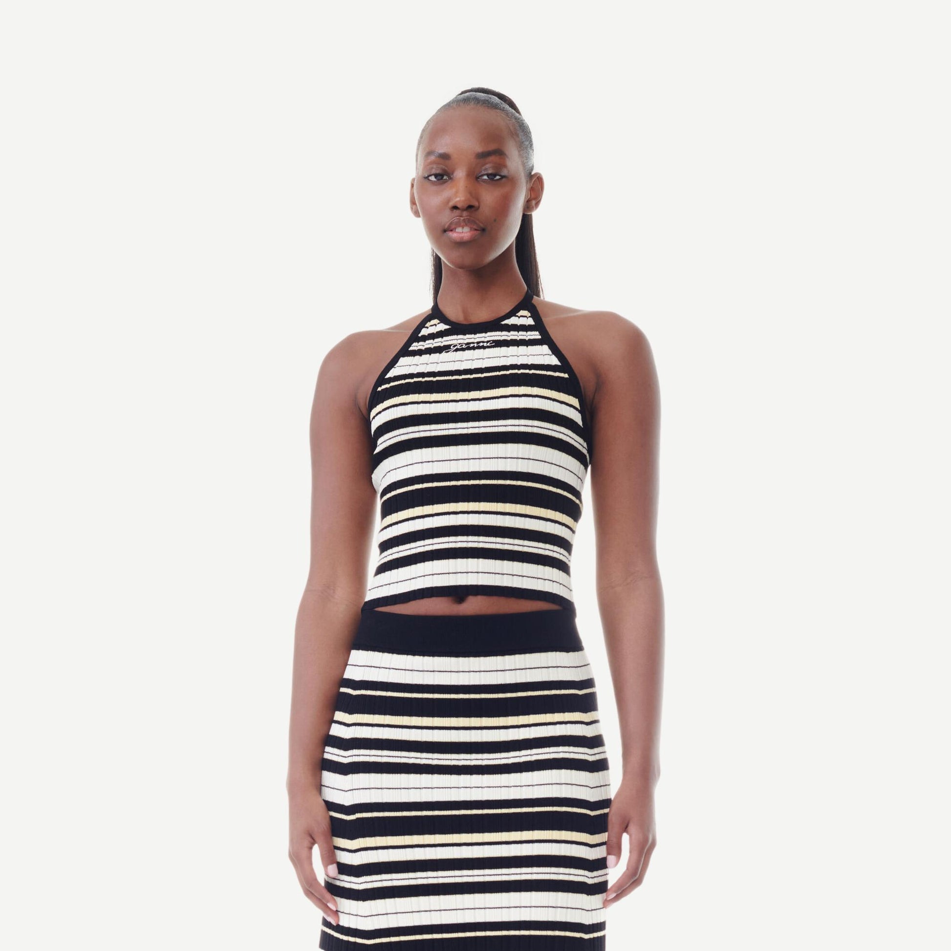 Future Viscose Rib Halterneck Top - Multicolor - Galvanic.co