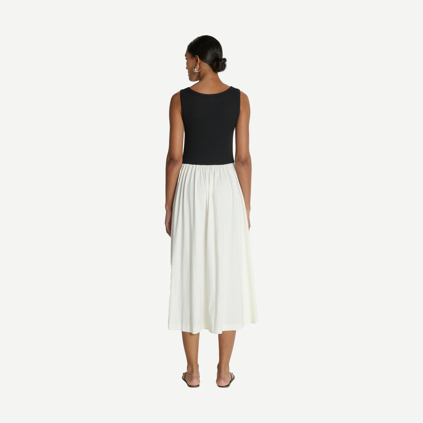 Karla Midi Dress by Nation LTD in porcelain color block, featuring a fitted silhouette and stylish midi length.