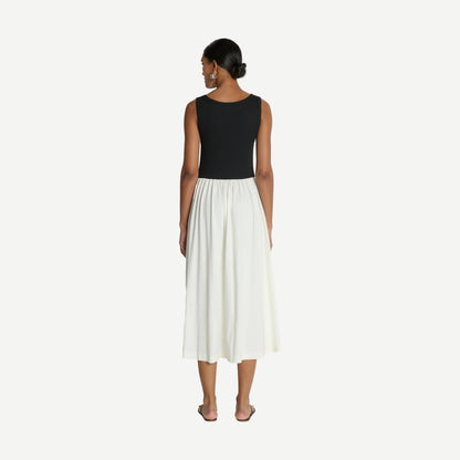 Karla Midi Dress by Nation LTD in porcelain color block, featuring a fitted silhouette and stylish midi length.