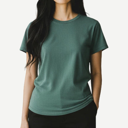 Lana Crewneck Tee - Evergreen - Galvanic.co