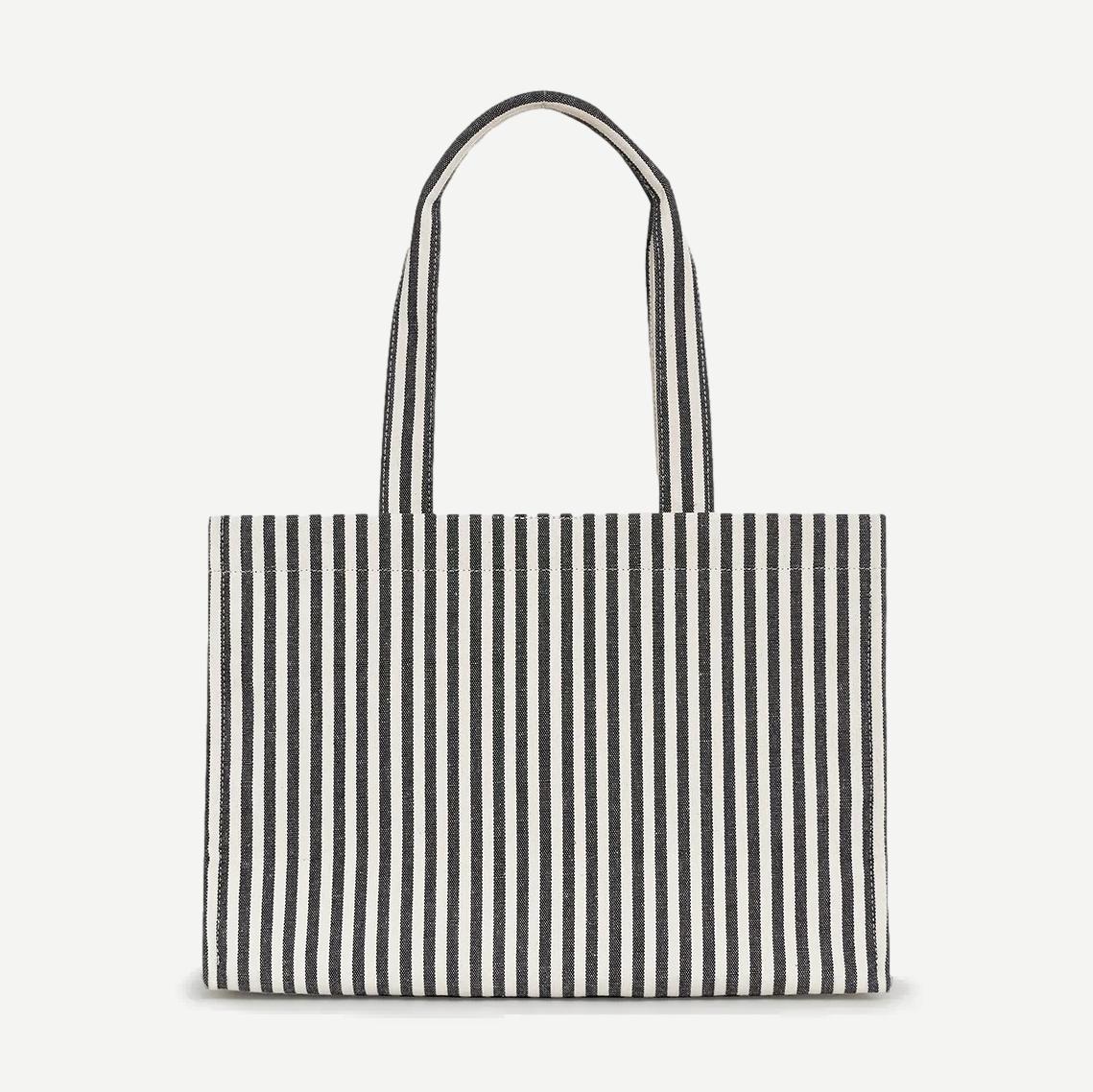 Lara Tote - White and Black Stripe