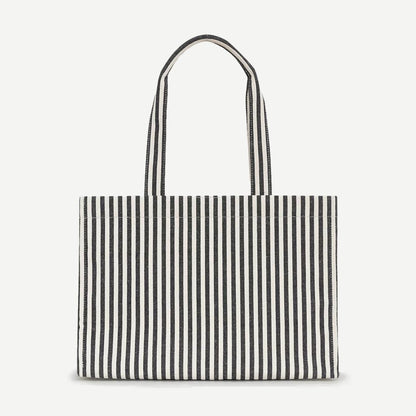 Lara Tote - White and Black Stripe