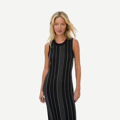 Keily Tank Dress - Ivory/Black Stripe - Galvanic.co