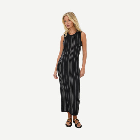 Keily Tank Dress - Ivory/Black Stripe - Galvanic.co