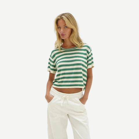 Kori Stripe Short Sleeve - Wide Green Stripe - Galvanic.co