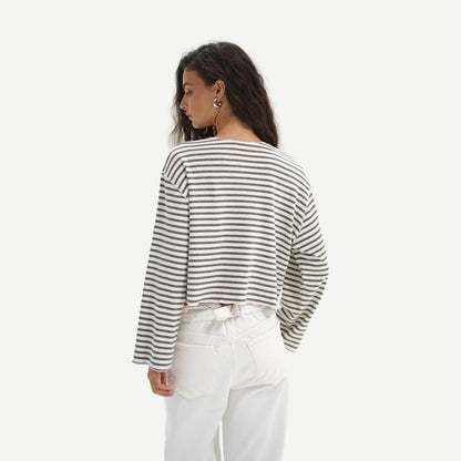 Kincaid Cardigan - Greyscale Stripe - Galvanic.co