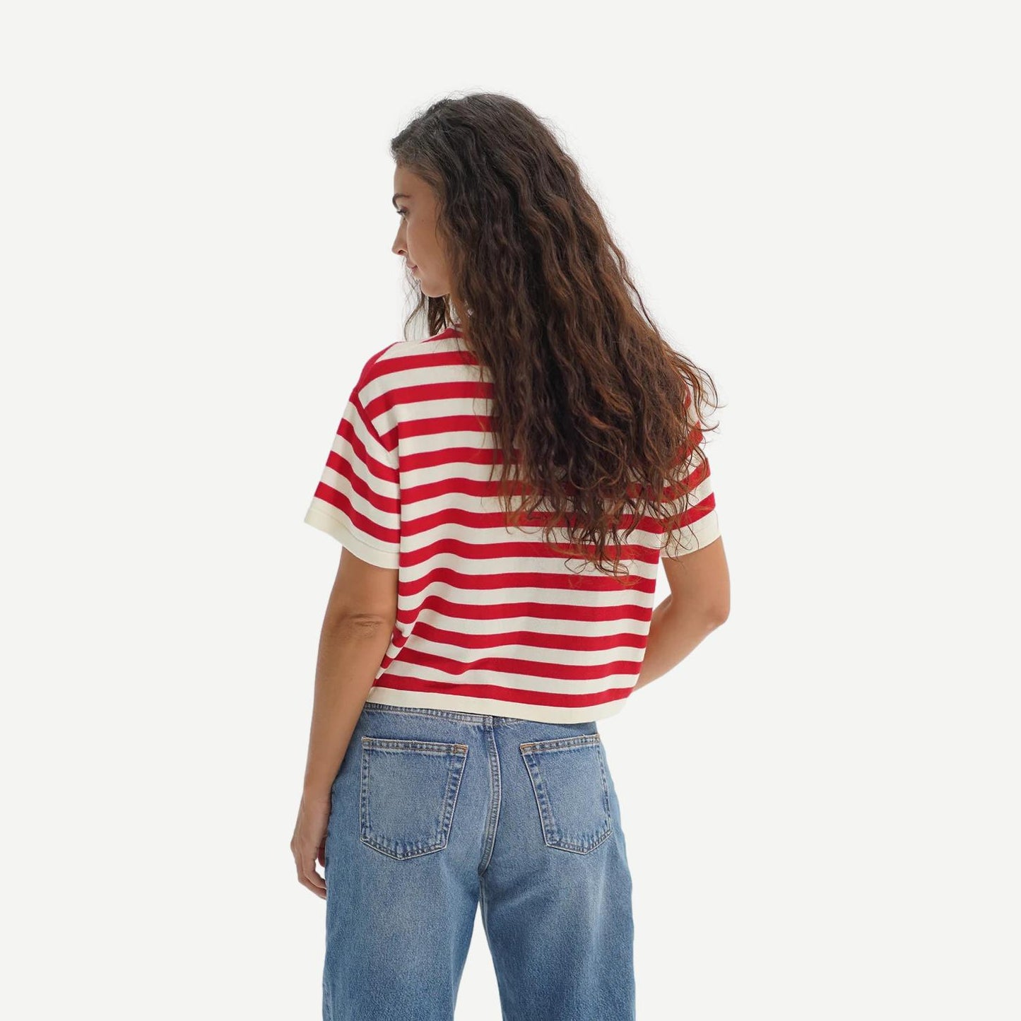 Kori Stripe SS Top - Red/Ivory - Galvanic.co