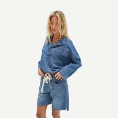 Presley Longline Short - Soft Denim Blue - Galvanic.co