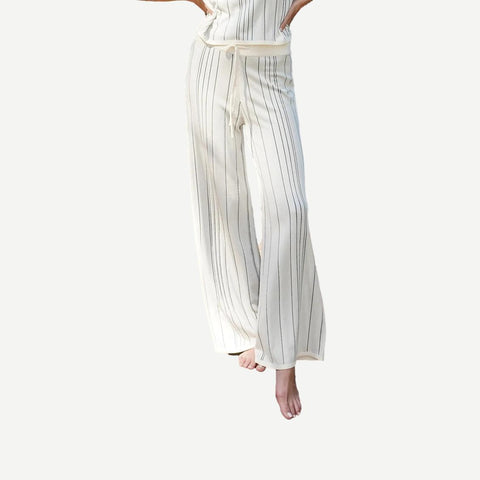 Rylan Stripe Pant - Ivory/Black Stripe - Galvanic.co