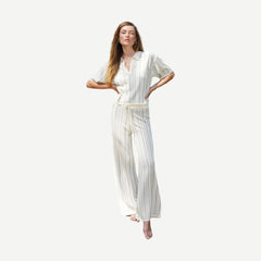 Rylan Stripe Pant - Ivory/Black Stripe - Galvanic.co