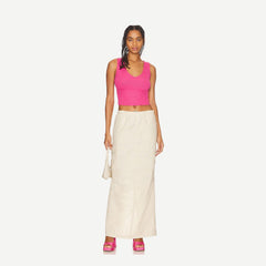 Cropped V Ribbed Tank - Pink - Galvanic.co